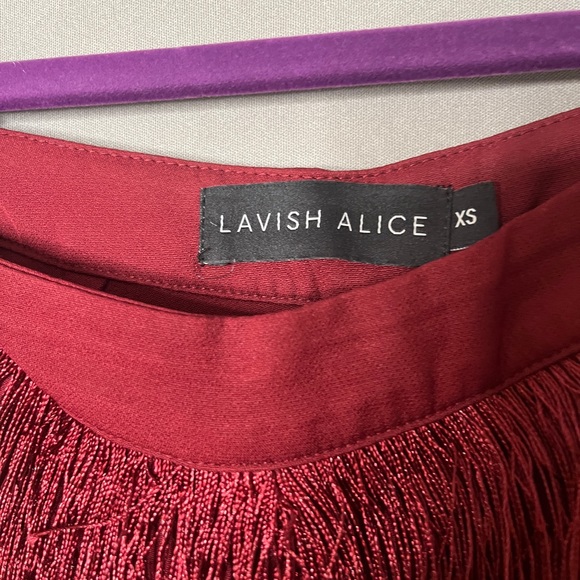 Lavish Alice Fringe Pants XS UK burgundy high waisted - Picture 8 of 10